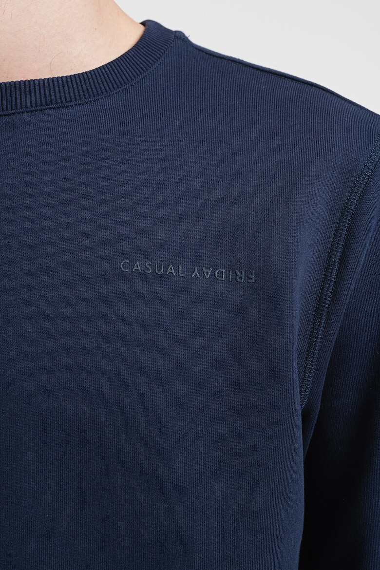 Casual Friday Bluza sport de bumbac organic cu decolteu la baza gatului - Pled.ro