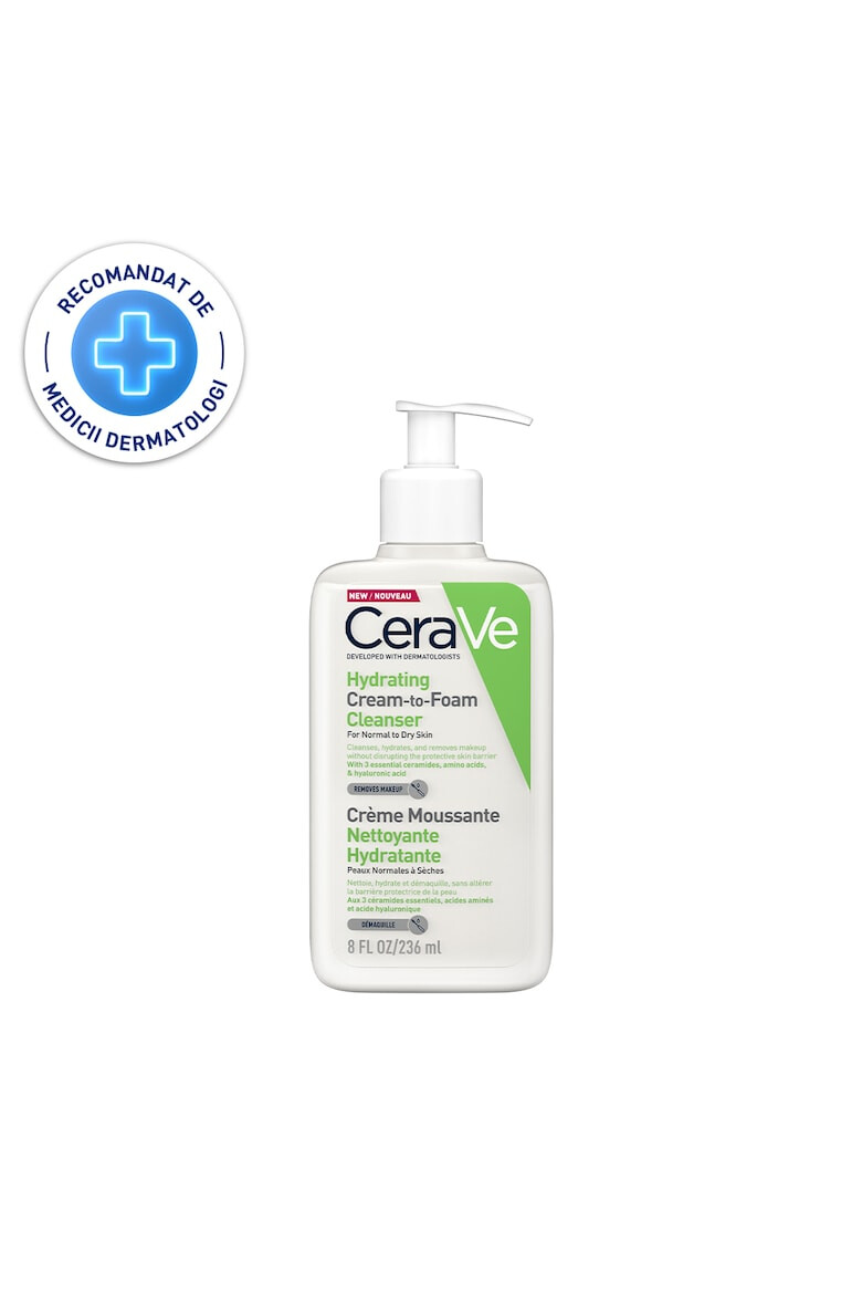 CeraVe Crema de curatare spumanta si hidratanta pentru fata cu ceramide si acid hialuronic ten nomal-uscat 236 ml - Pled.ro