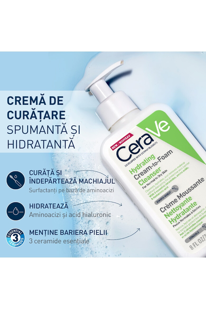 CeraVe Crema de curatare spumanta si hidratanta pentru fata cu ceramide si acid hialuronic ten nomal-uscat 236 ml - Pled.ro