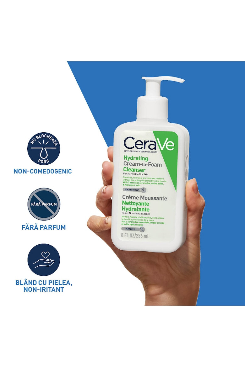 CeraVe Crema de curatare spumanta si hidratanta pentru fata cu ceramide si acid hialuronic ten nomal-uscat 236 ml - Pled.ro