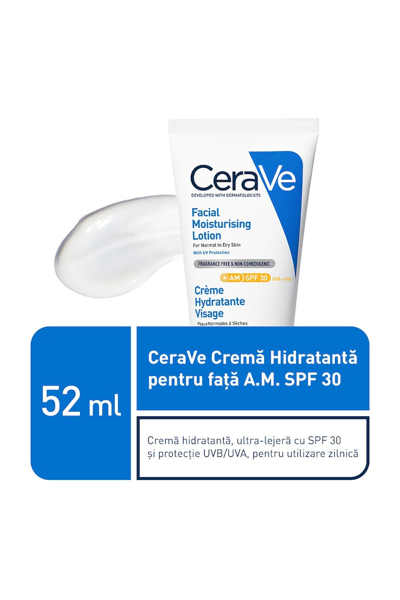 CeraVe Crema hidratanta pentru fata AM cu ceramide SPF 30 ten normal-uscat 52 ml - Pled.ro