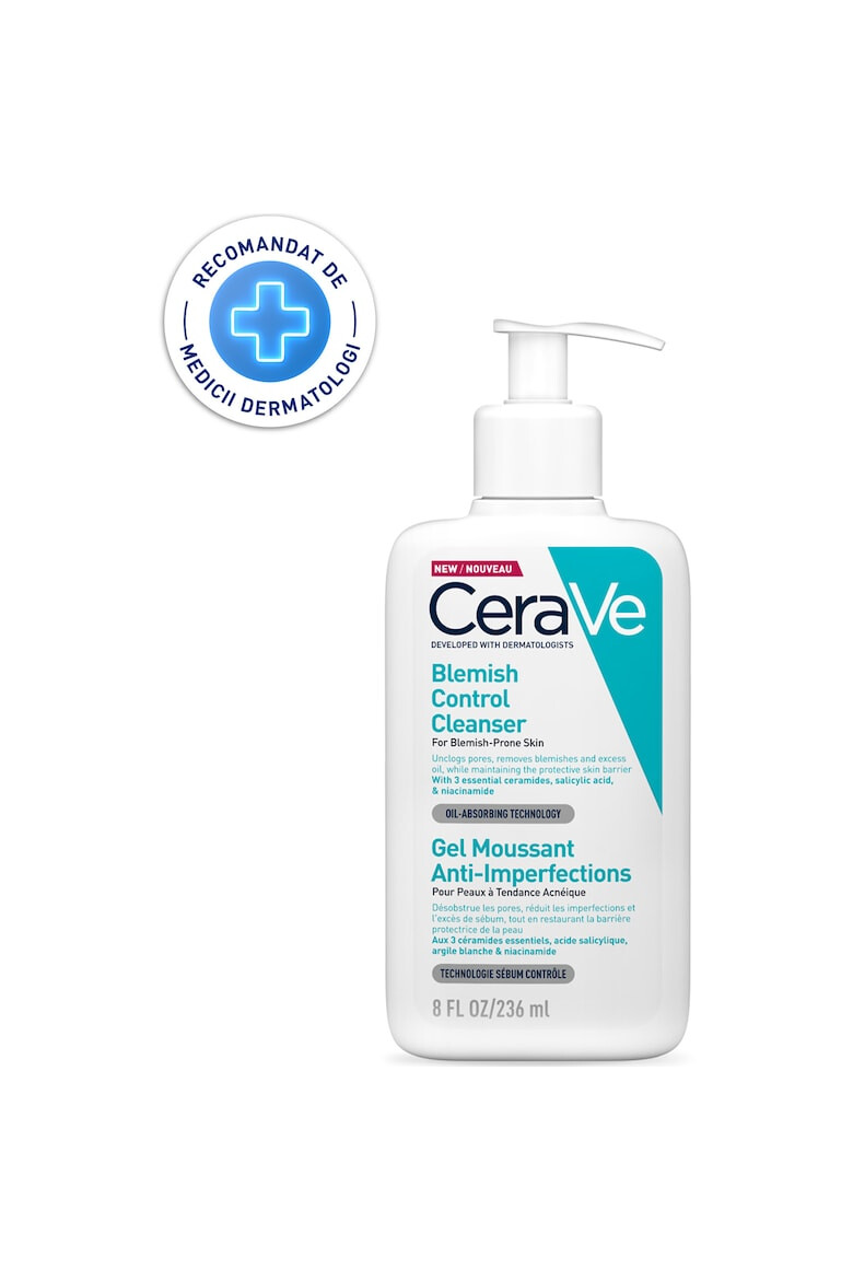 CeraVe Gel de curatare spumant anti-imperfectiuni cu acid salicilic pentru ten gras cu tendinta acneica 236ml - Pled.ro