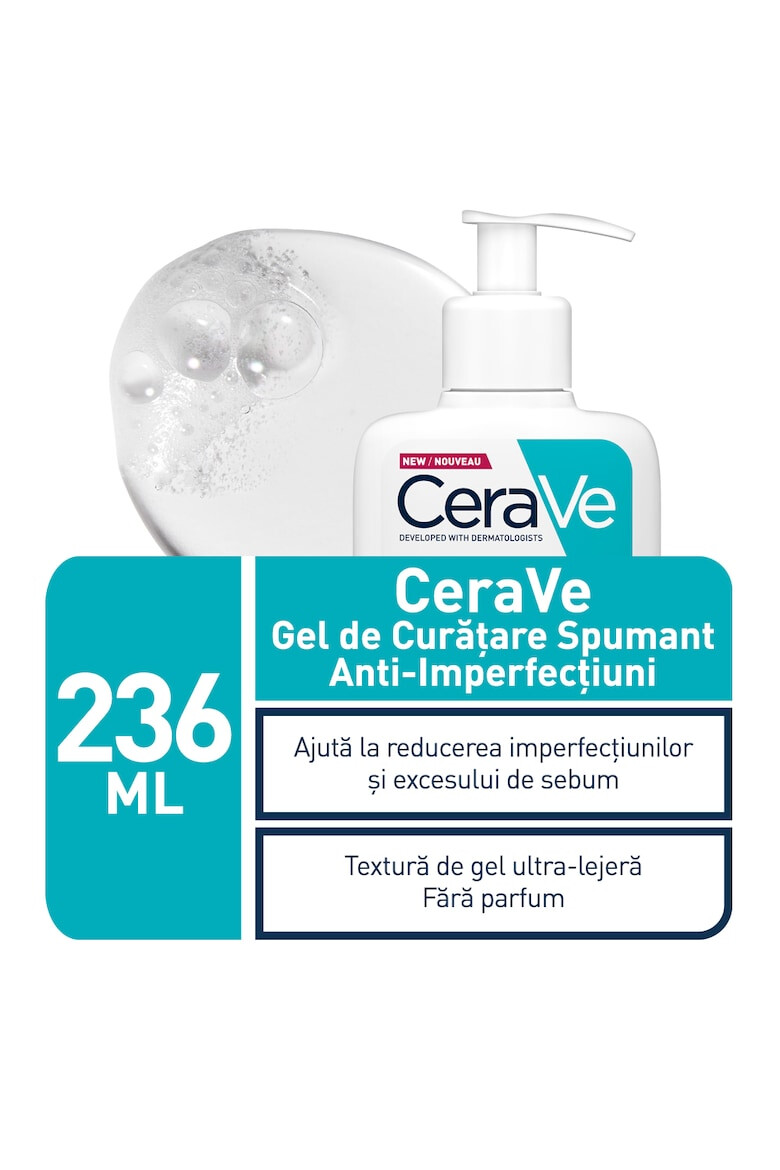 CeraVe Gel de curatare spumant anti-imperfectiuni cu acid salicilic pentru ten gras cu tendinta acneica 236ml - Pled.ro