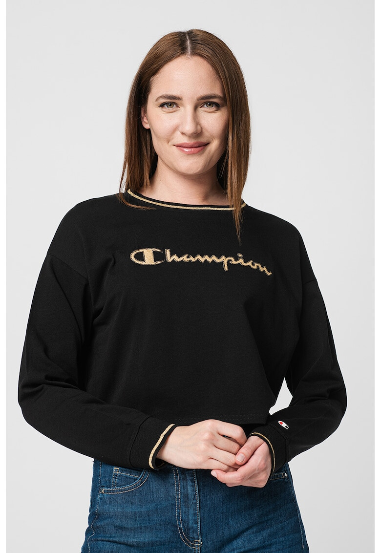 Champion Bluza sport crop din bumbac cu broderie logo Golden Lady - Pled.ro