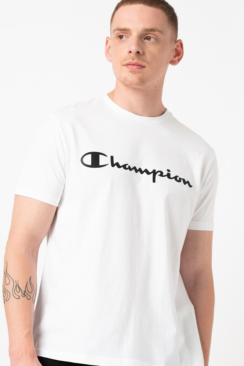 Champion Tricou cu decolteu la baza gatului si imprimeu logo supradimensionat - Pled.ro