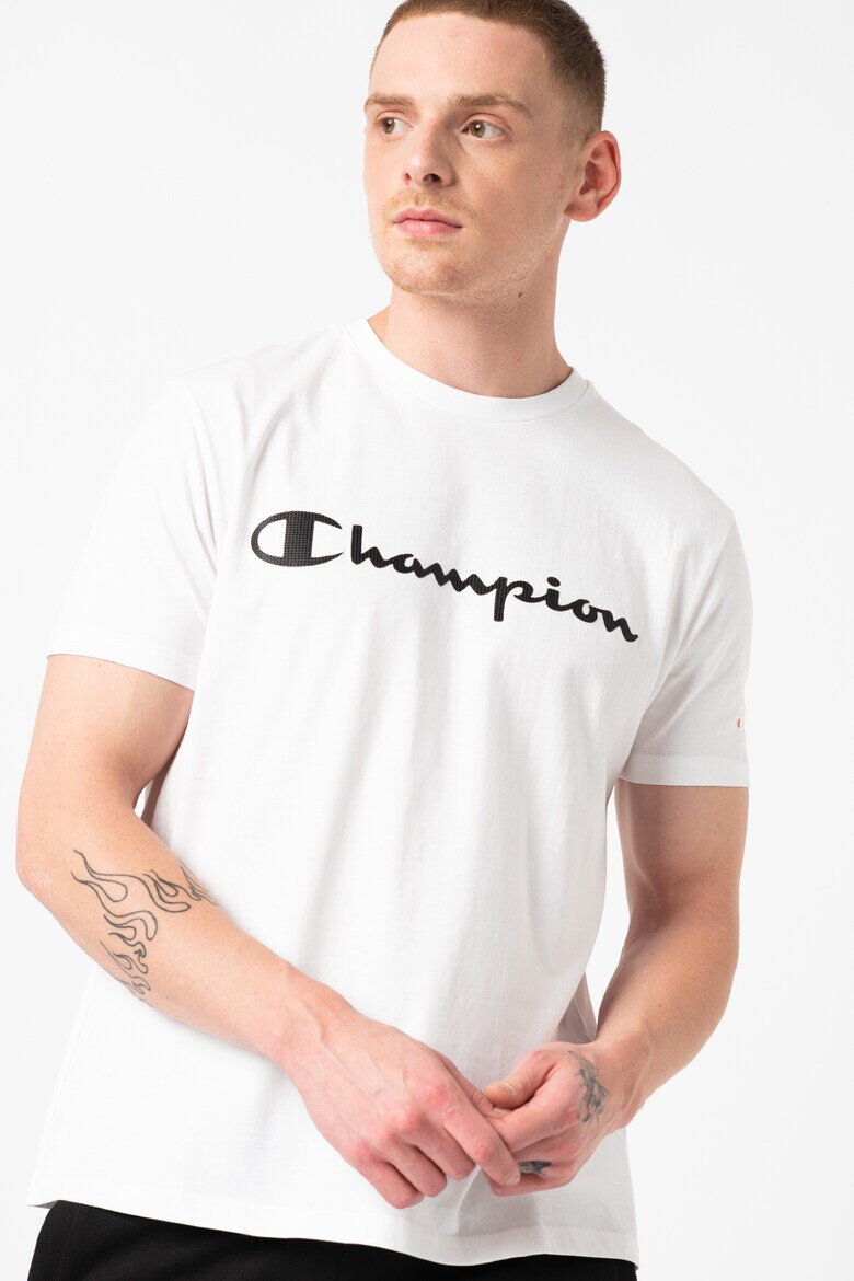 Champion Tricou cu decolteu la baza gatului si imprimeu logo supradimensionat - Pled.ro