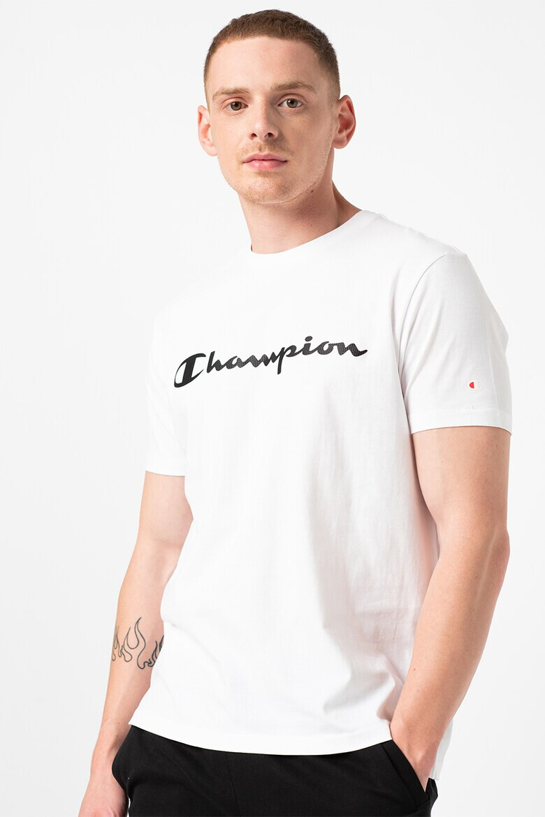 Champion Tricou cu decolteu la baza gatului si imprimeu logo supradimensionat - Pled.ro