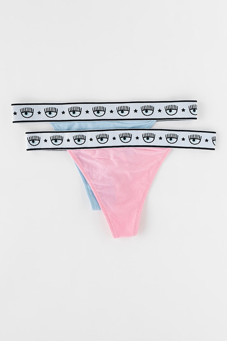 CHIARA FERRAGNI Set de chiloti tanga cu banda logo in talie - 2 perechi - Pled.ro