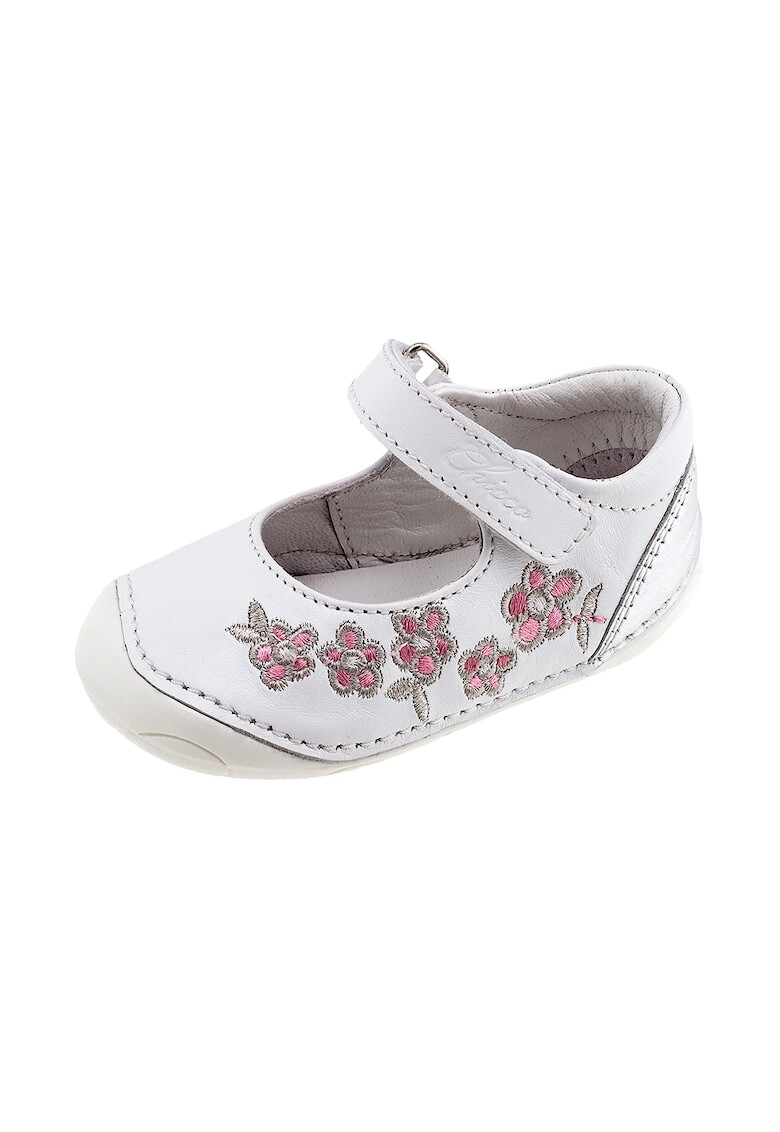 Chicco Botosei Mary Jane de piele cu broderii florale - Pled.ro