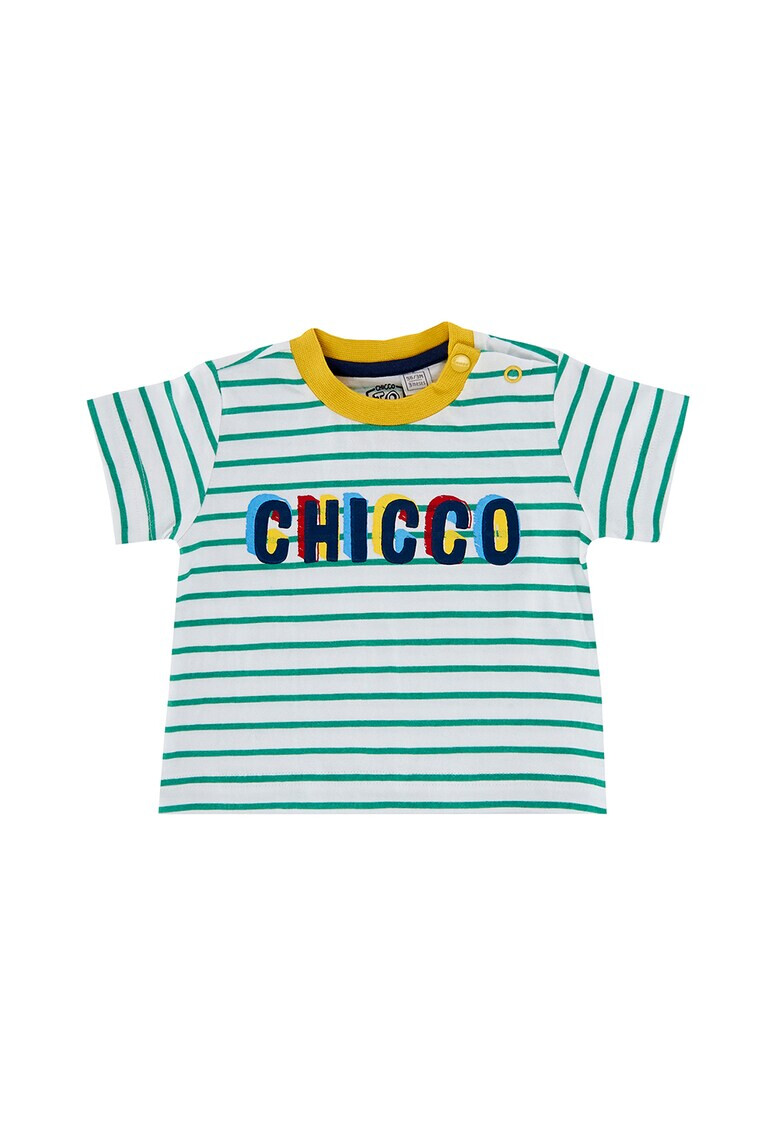 Chicco Tricou cu dungi si imprimeu logo contrastant - Pled.ro