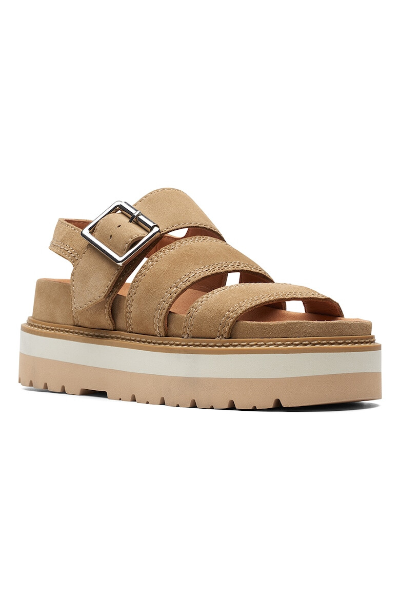 Clarks Sandale din piele intoarsa cu talpa wedge - Pled.ro