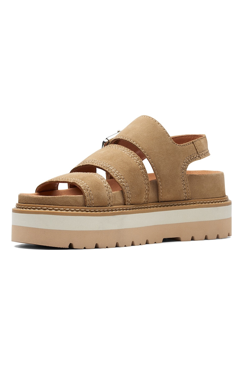 Clarks Sandale din piele intoarsa cu talpa wedge - Pled.ro