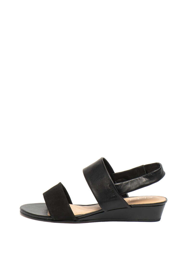 Clarks Sandale wedge de piele si piele nabuc Sense Lily - Pled.ro