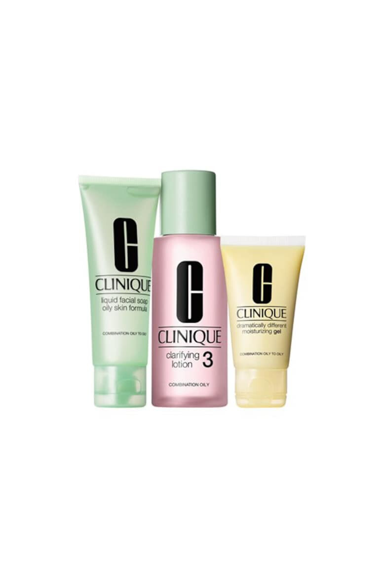 Clinique Set cadou 3 Steps: Sapun lichid pentru fata 50 ml + Lotiune exfolianta no. 3 100 ml + lotiune hidratanta Dramatically Different 30 ml - Pled.ro