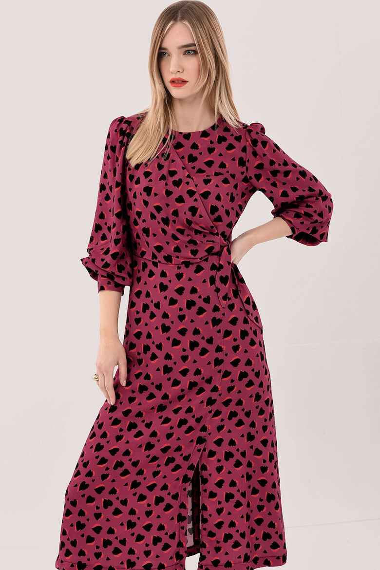 Closet LONDON Rochie midi cu croiala in A si maneci bufante - Pled.ro