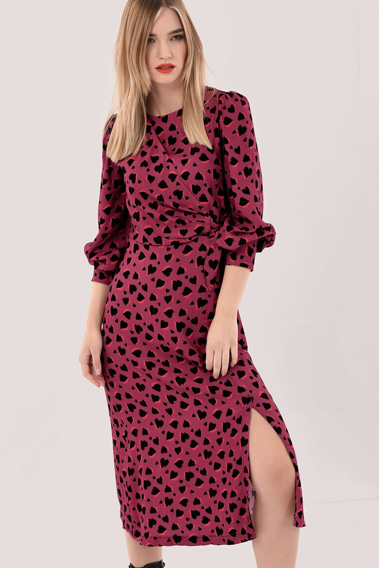 Closet LONDON Rochie midi cu croiala in A si maneci bufante - Pled.ro