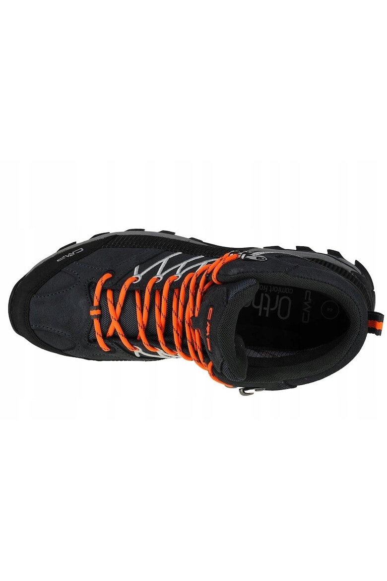 CMP Bocanci trekking pentru barbati Rigel Mid WP Piele intoarsa Negru/Portocaliu - Pled.ro