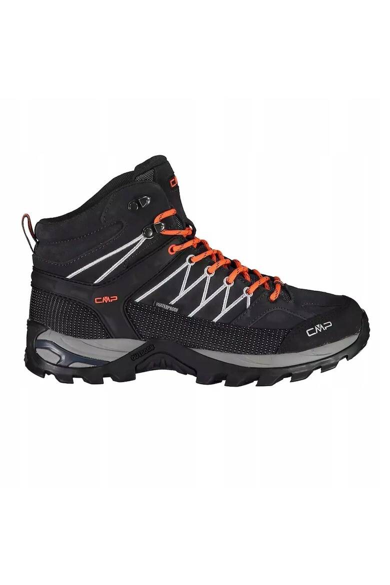 CMP Bocanci trekking pentru barbati Rigel Mid WP Piele intoarsa Negru/Portocaliu - Pled.ro