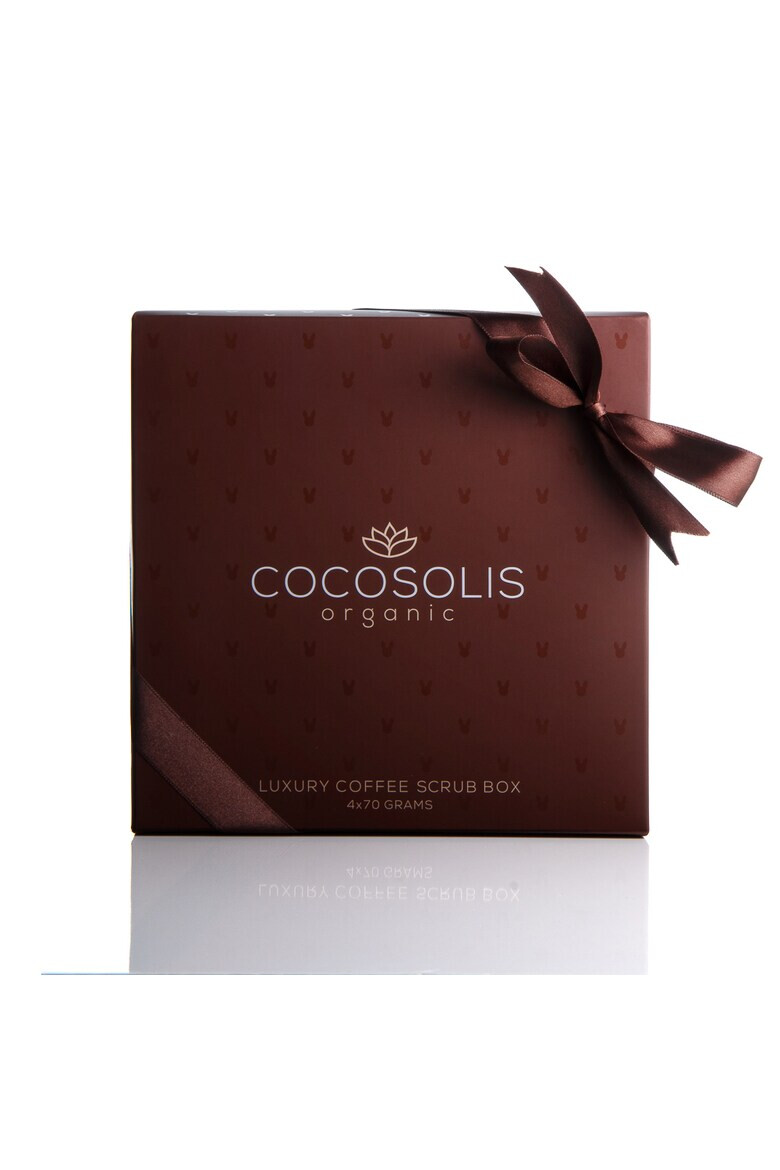 COCOSOLIS Cutie de lux cu 4 exfoliante organice naturale - 3 pentru corp si 1 pentru fata - LUXURY COFFEE SCRUB BOX - Pled.ro