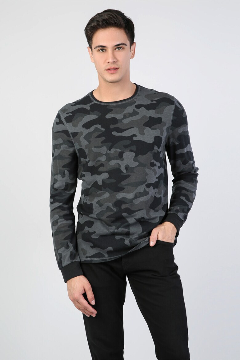 COLIN'S Bluza cu decolteu la baza gatului si model camuflaj - Pled.ro