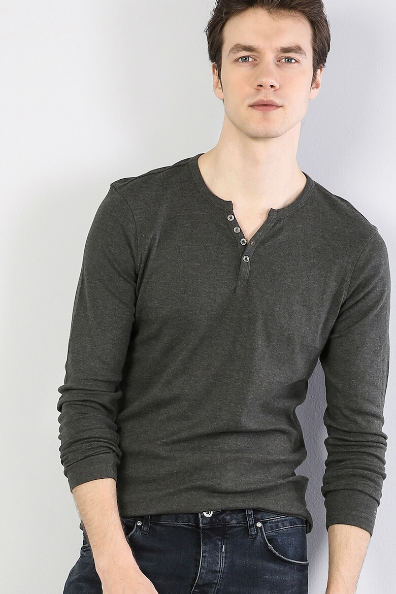 COLIN'S Bluza slim fit cu decolteu henley - Pled.ro