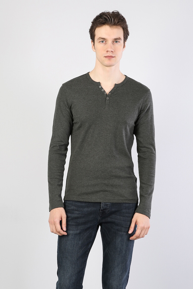 COLIN'S Bluza slim fit cu decolteu henley - Pled.ro