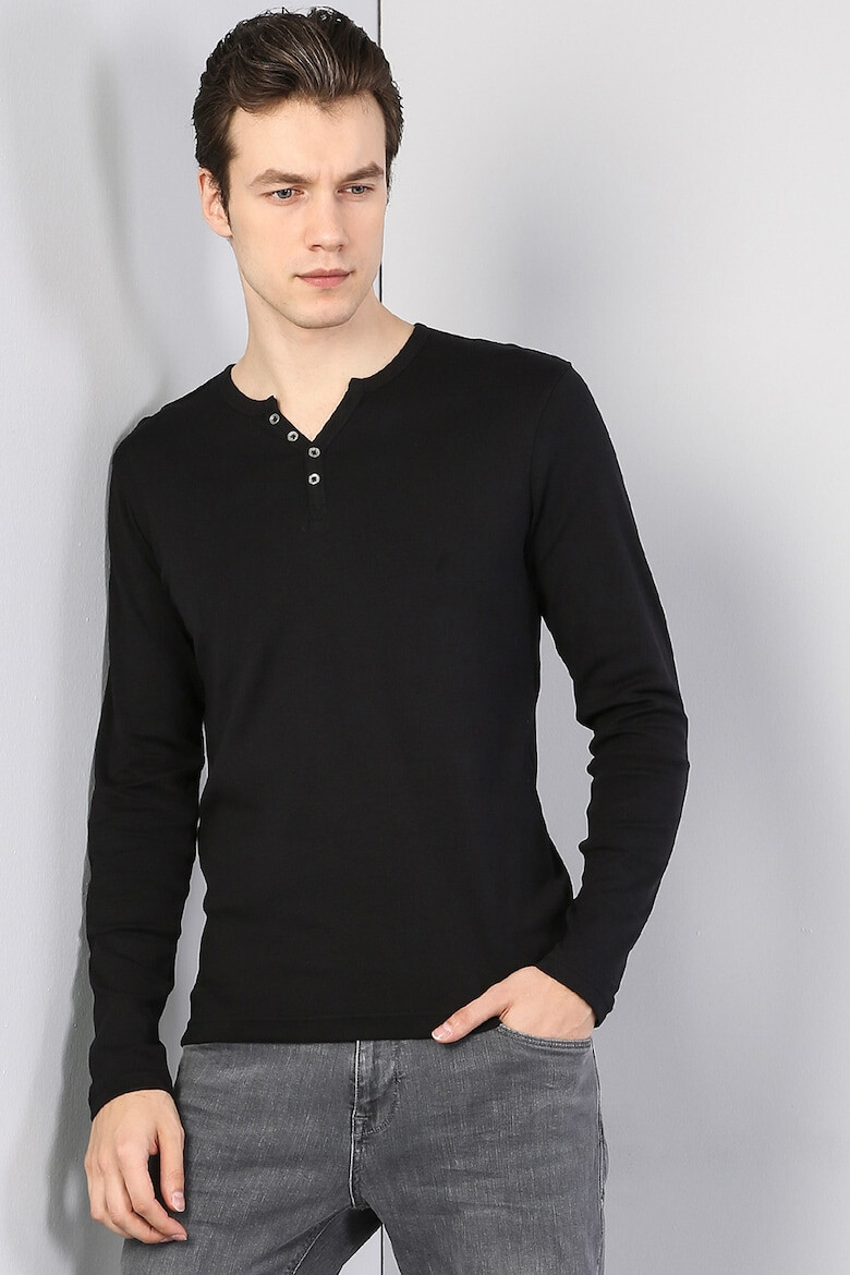 COLIN'S Bluza slim fit cu decolteu henley - Pled.ro