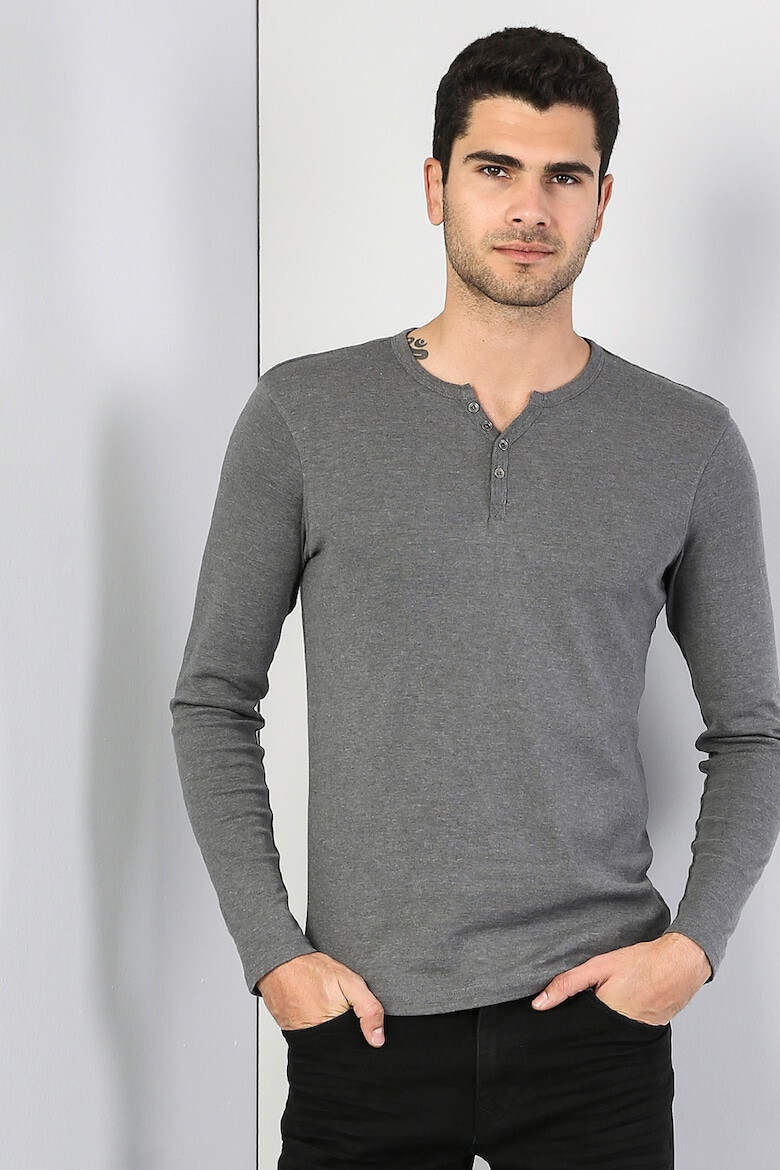 COLIN'S Bluza slim fit cu decolteu henley - Pled.ro