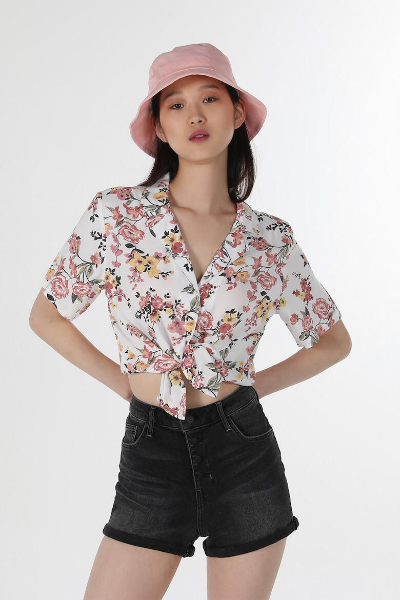 COLIN'S Camasa crop regular fit cu maneci scurte si model floral - Pled.ro