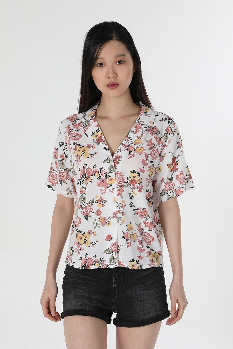 COLIN'S Camasa crop regular fit cu maneci scurte si model floral - Pled.ro