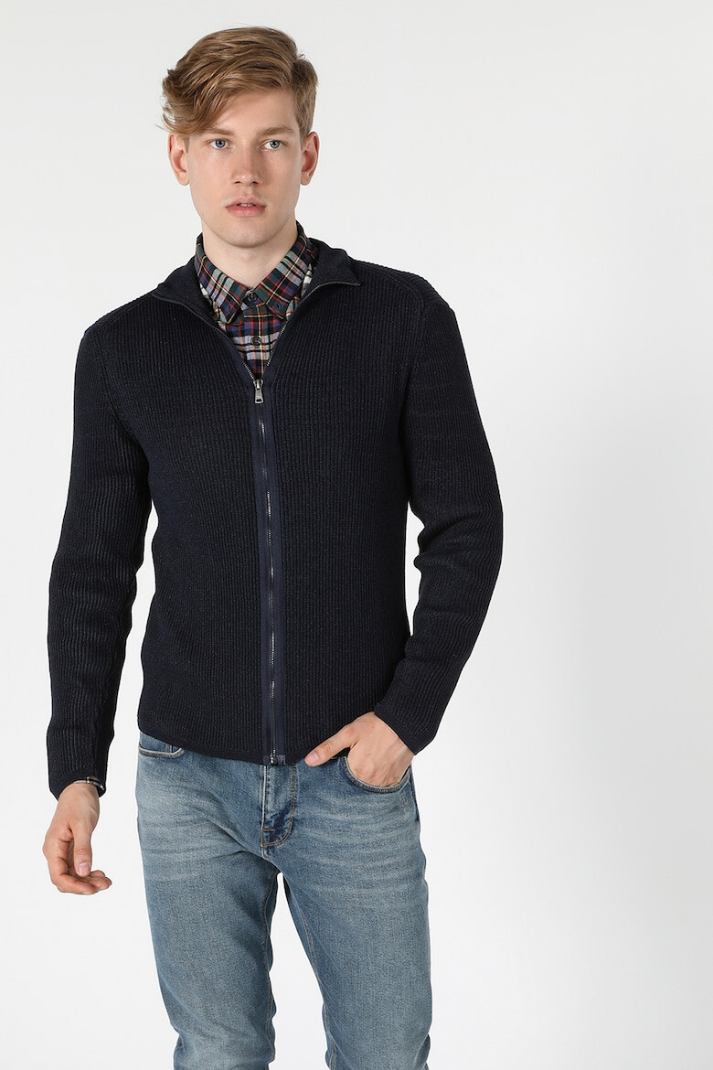 COLIN'S Cardigan slim fit cu fermoar si aspect striat - Pled.ro