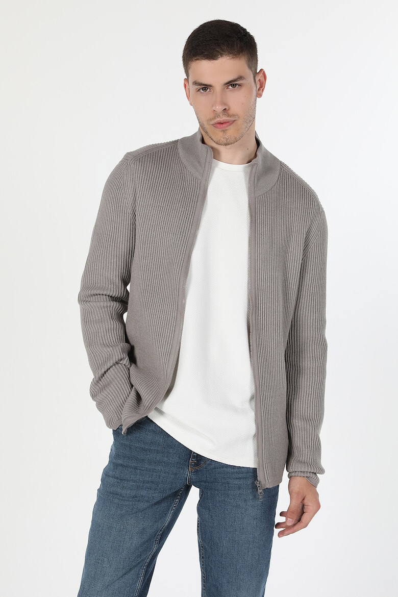 COLIN'S Cardigan slim fit cu fermoar si aspect striat - Pled.ro