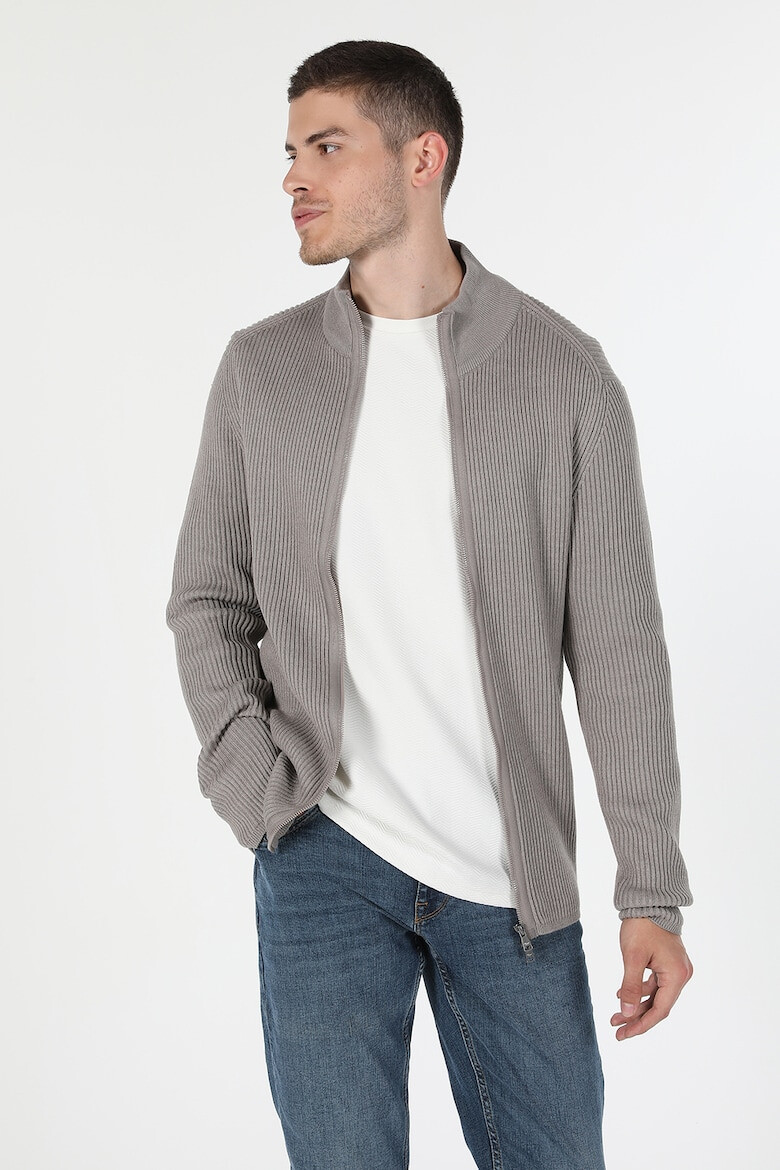 COLIN'S Cardigan slim fit cu fermoar si aspect striat - Pled.ro