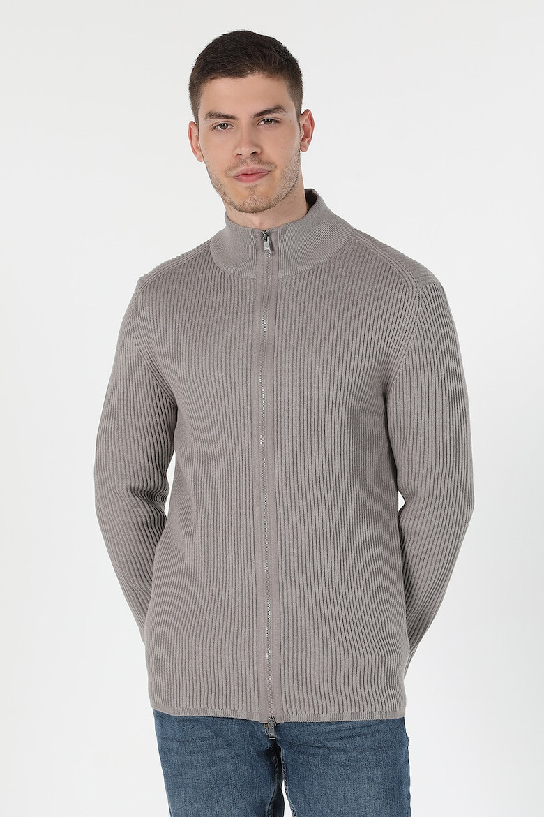 COLIN'S Cardigan slim fit cu fermoar si aspect striat - Pled.ro