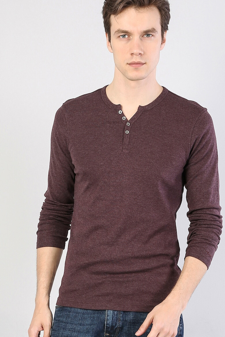 COLIN'S Bluza slim fit cu decolteu henley - Pled.ro