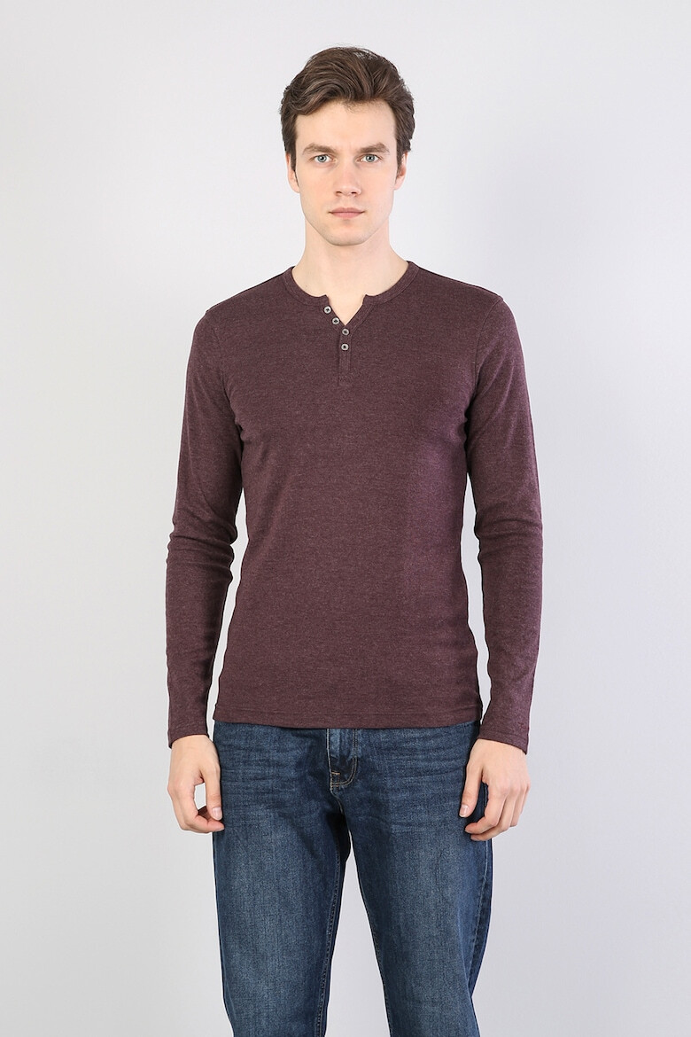 COLIN'S Bluza slim fit cu decolteu henley - Pled.ro