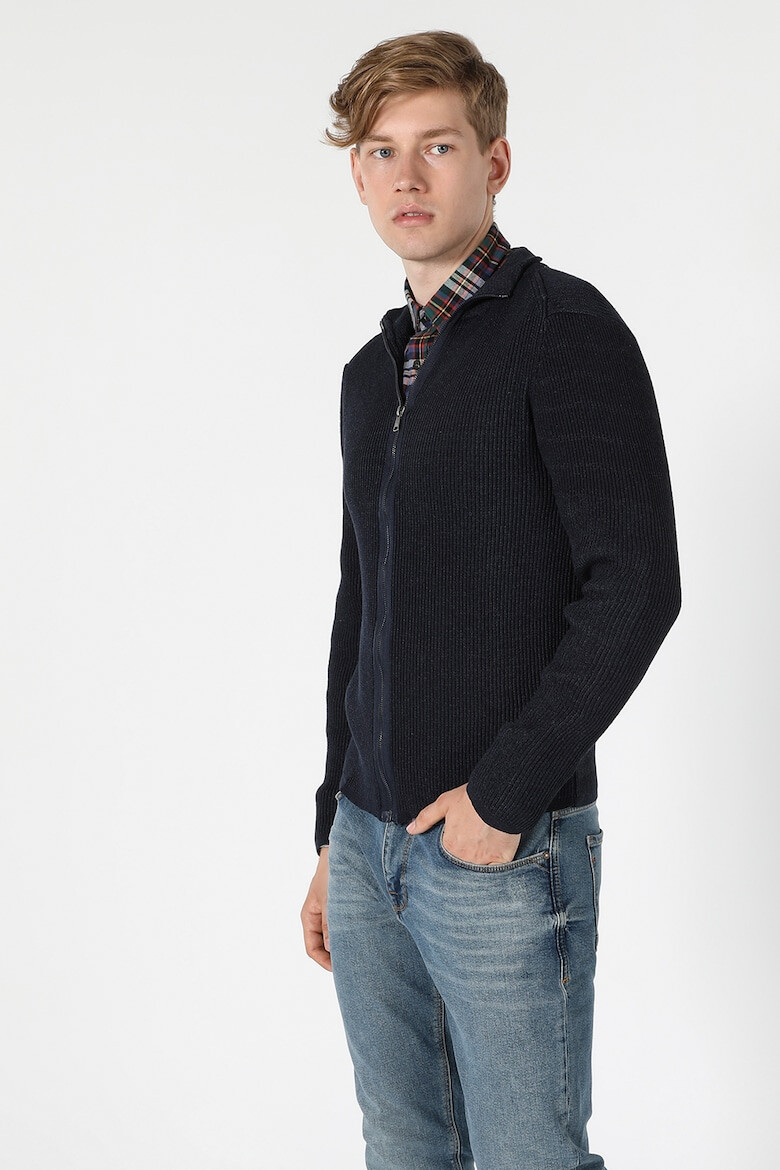 COLIN'S Cardigan slim fit cu fermoar si aspect striat - Pled.ro