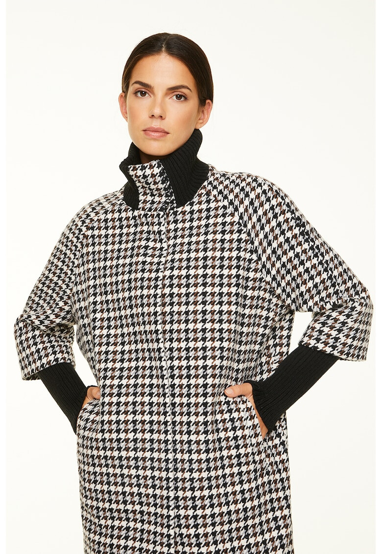 comma Palton din amestec de lana cu model houndstooth - Pled.ro