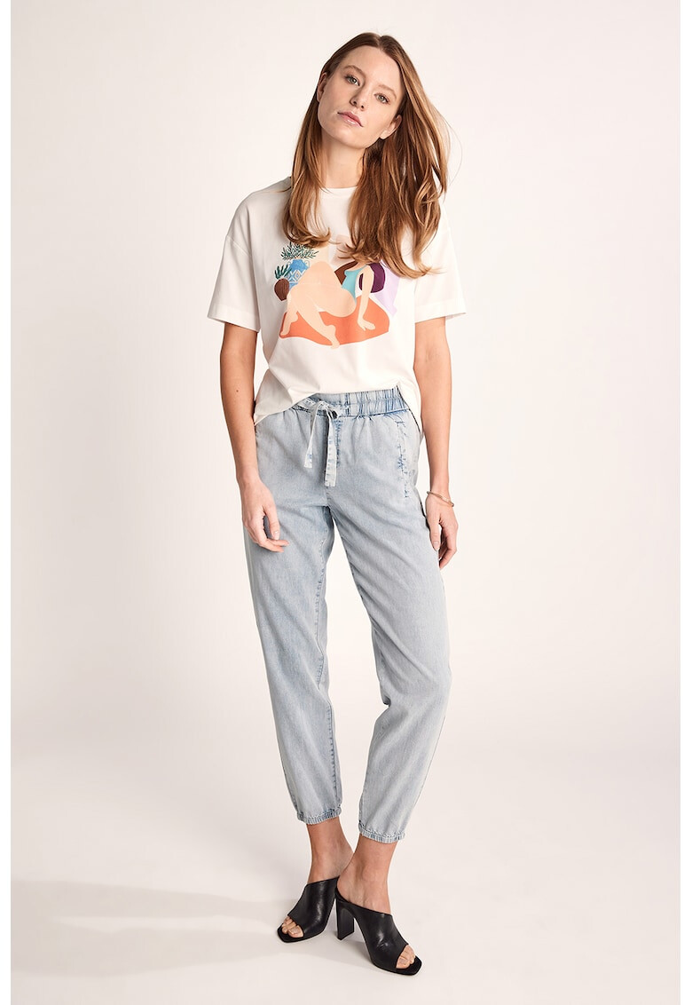 comma Pantaloni crop din amestec de lyocell - Pled.ro