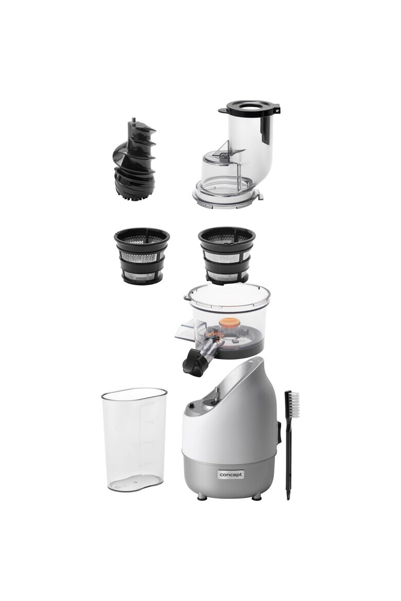 Concept Slow Juicer diametru tub 70 mm Container suc 600ml container pulpa 600 ml 200 W 70rev/min Alb - Pled.ro