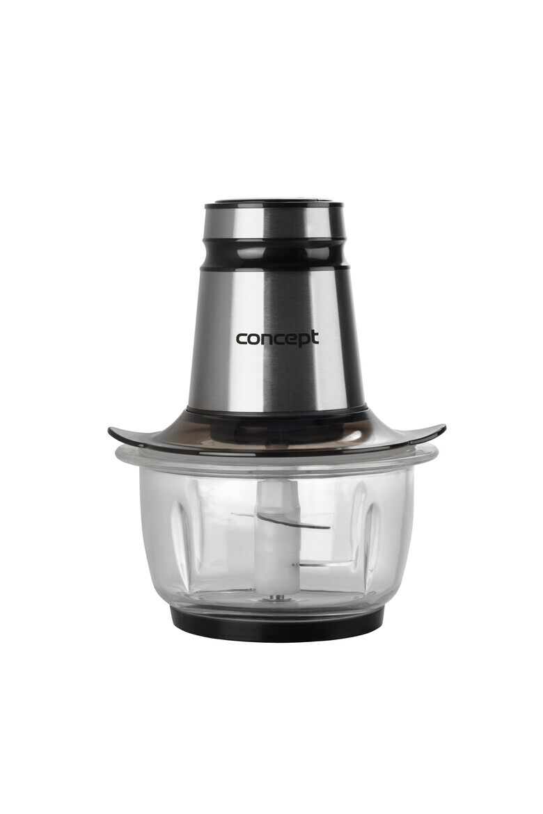 Concept Tocator legume si fructe putere 500 W doua trepte de viteza capacitate recipient sticla 1.2 litri cutit dublu material lame inox culoare negru/argintiu - Pled.ro