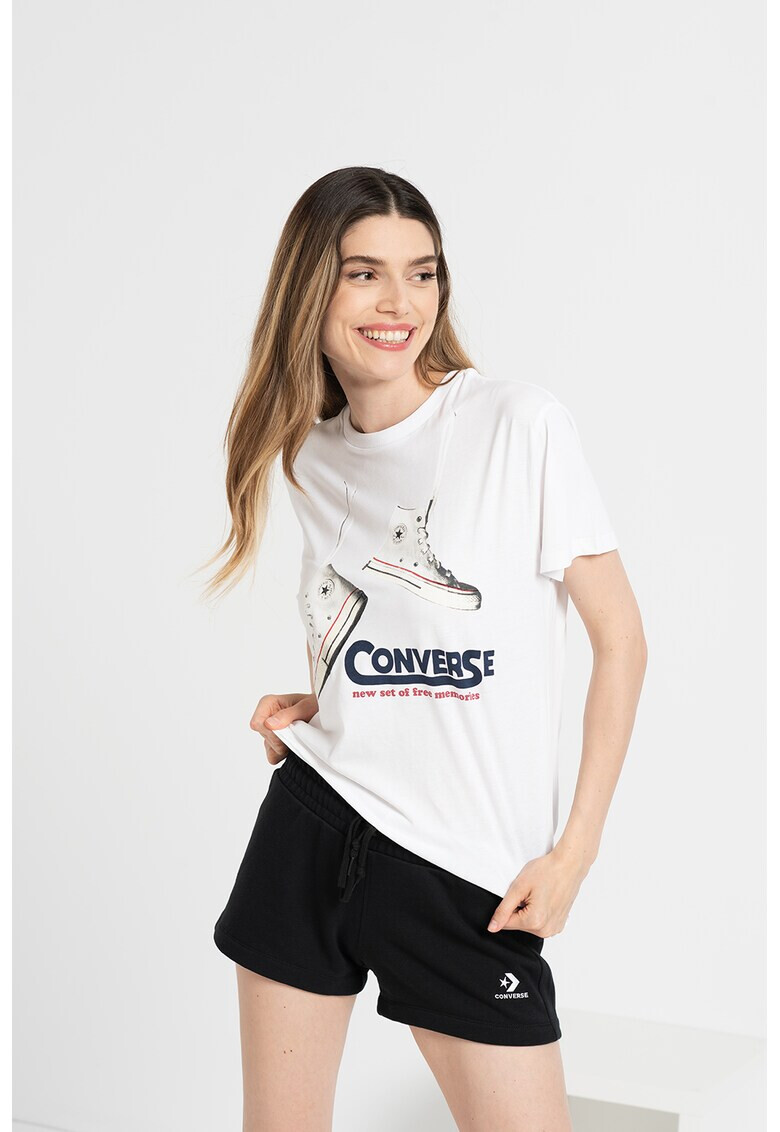 Converse Tricou cu decolteu la baza gatului si imprimeu - Pled.ro