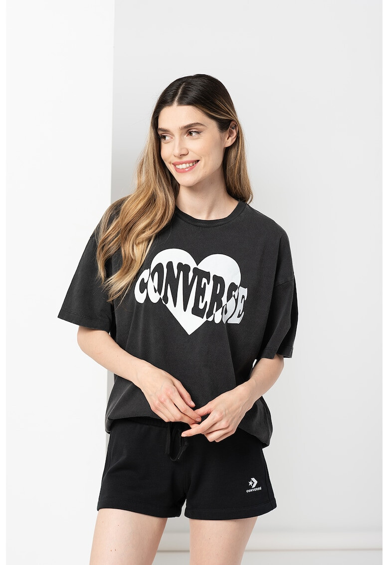 Converse Tricou supradimensionat cu imprimeu logo Sunwashed - Pled.ro