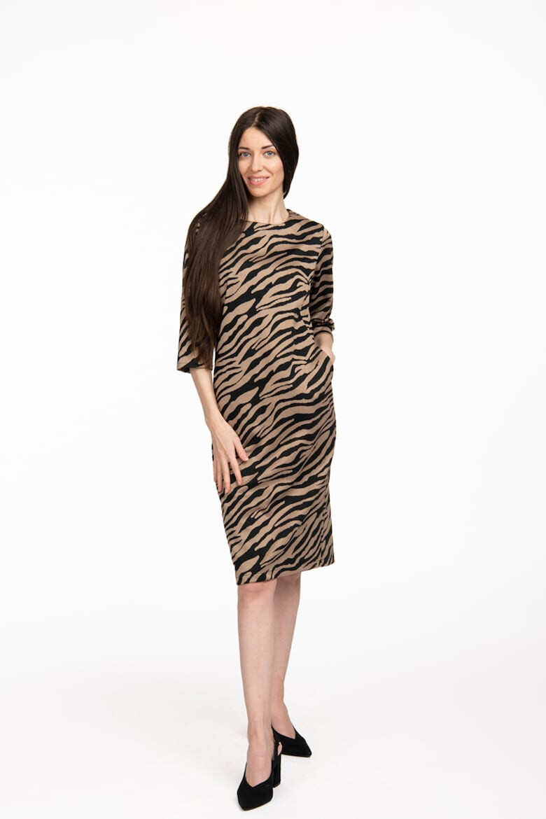 Couture de Marie Rochie midi cu animal print Leona - Pled.ro