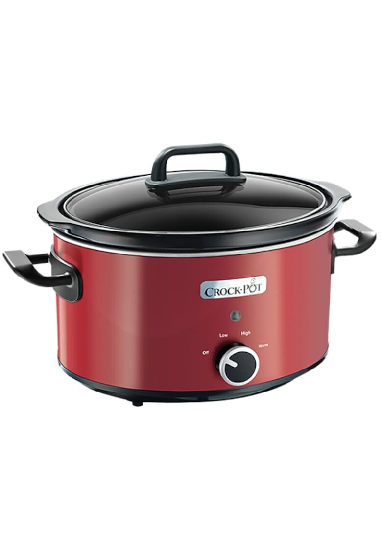 Crock-Pot Slow cooker 3.5 l 2 Setari gatit Functie pastrare la cald Vas de ceramica detasabil Rosu - Pled.ro