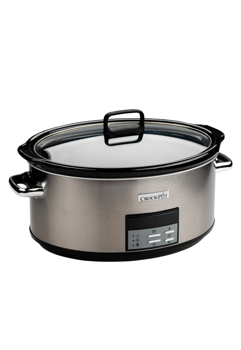 Crock-Pot Slow cooker 7.5L Digital vas ceramica capac de sticla Inox - Pled.ro