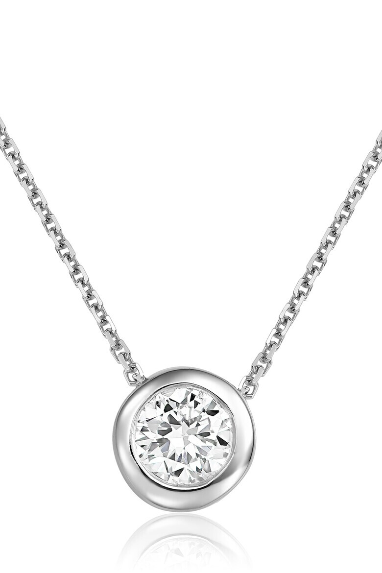 D Diamond Colier de aur de 14K cu pandantiv rotund cu diamant - Pled.ro