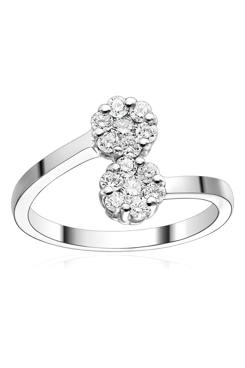 D Diamond Inel de aur alb de 14K decorat cu 14 diamante - Pled.ro