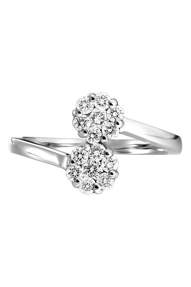 D Diamond Inel de aur alb de 14K decorat cu 14 diamante - Pled.ro