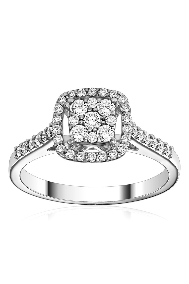 D Diamond Inel de aur alb de 14K decorat cu 43 de diamante - Pled.ro